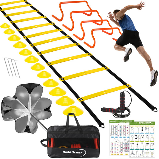 Training Equipment Set 20Ft Adjustable Straps Agility Ladders, Yellow